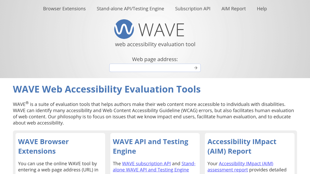 WAVE Web Accessibility Evaluation Tools