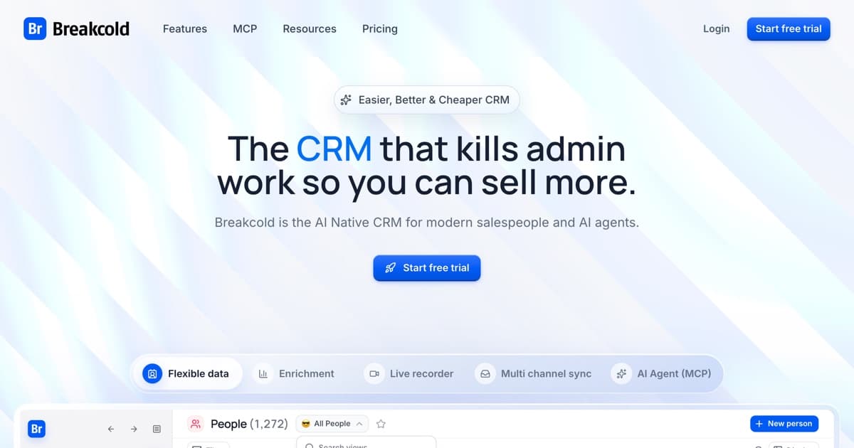 Breakcold - The AI-Native CRM for Salespeople & AI Agents