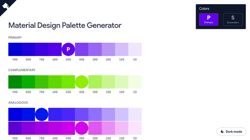 Material Design Palette Generator