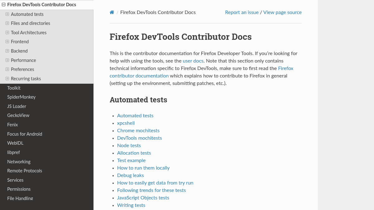 Firefox DevTools Contributor Docs