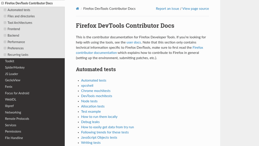 Firefox DevTools Contributor Docs