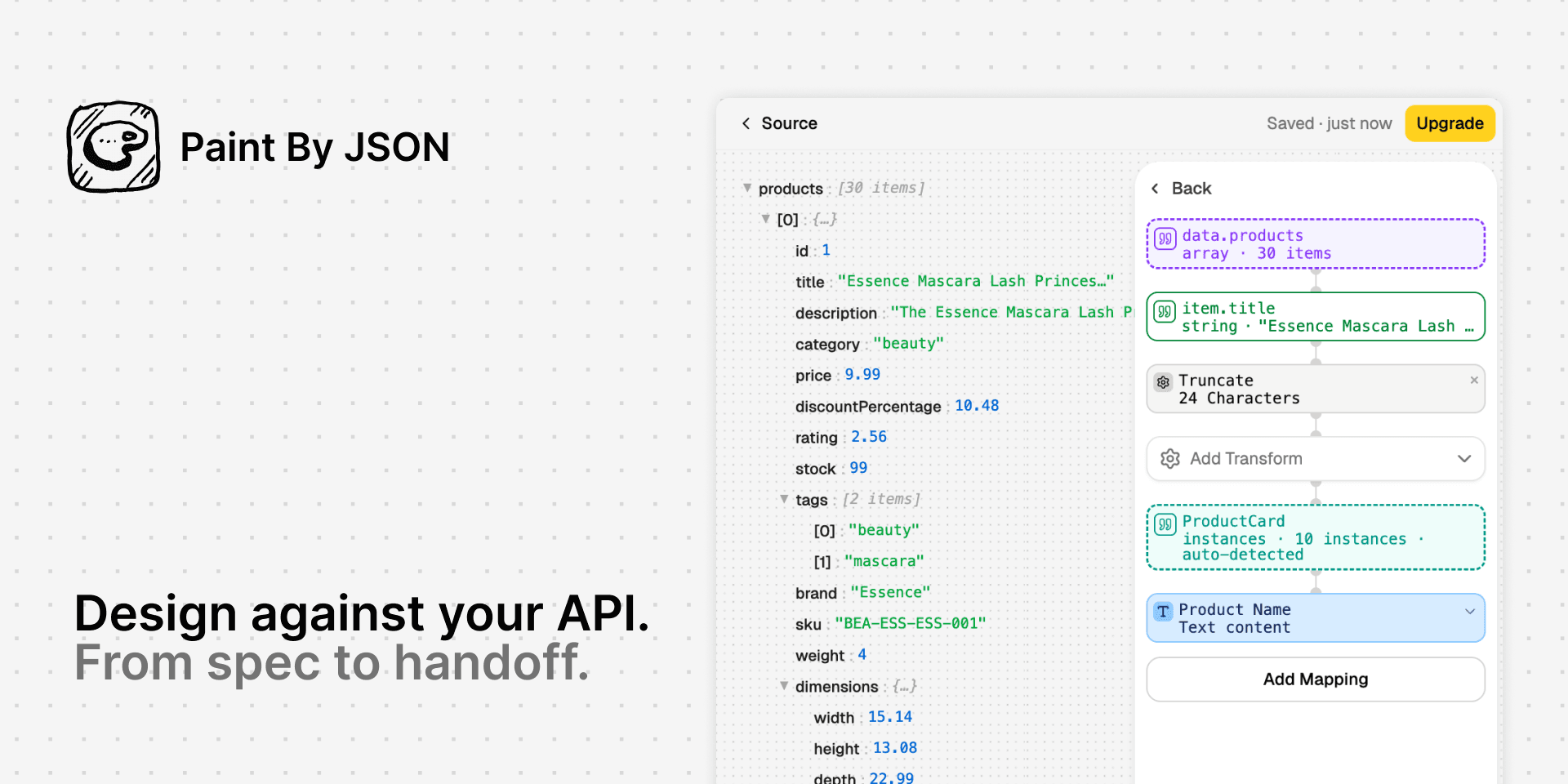 Paint By JSON — Design Figma against real API data