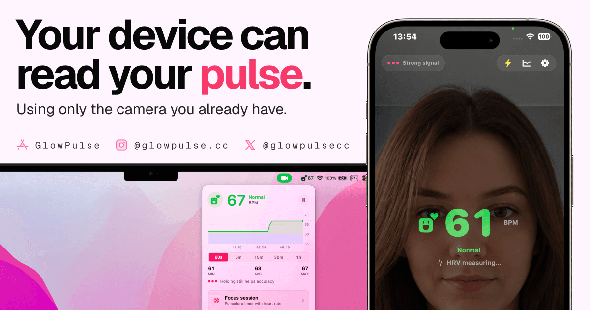 GlowPulse – Heart-rate monitor for Mac & iPhone