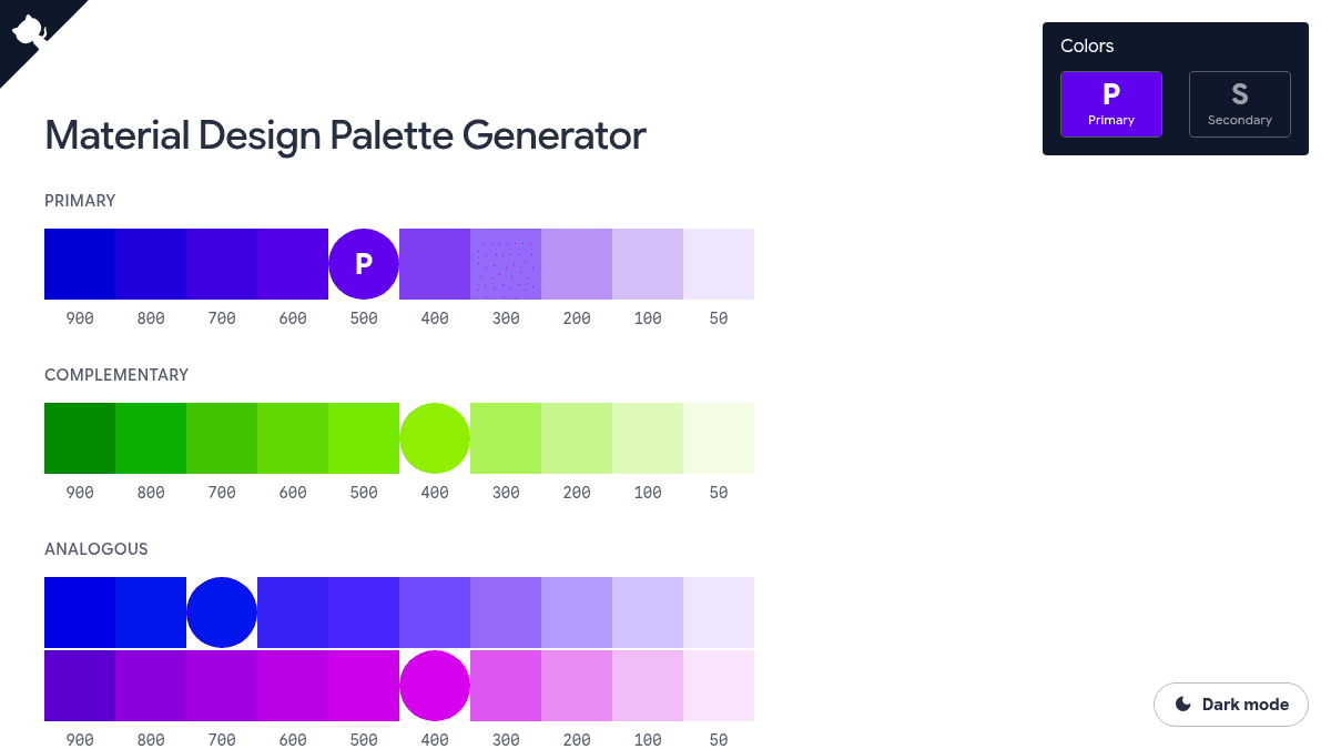 Material Design Palette Generator