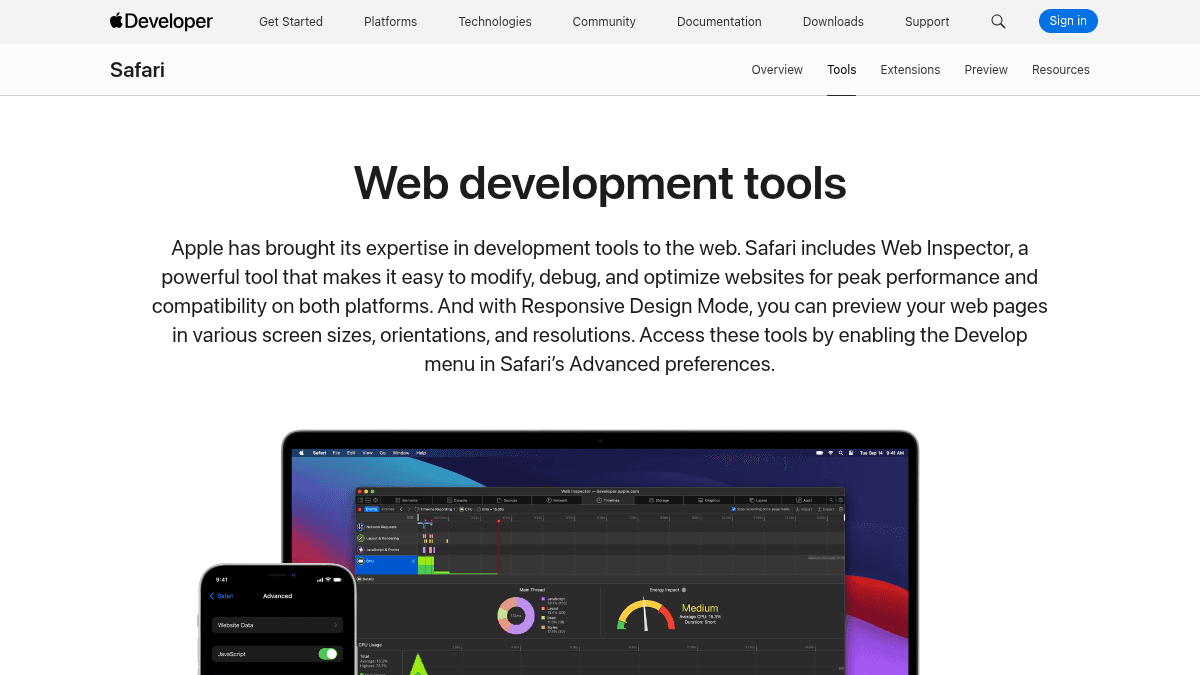 Safari Web Development Tools